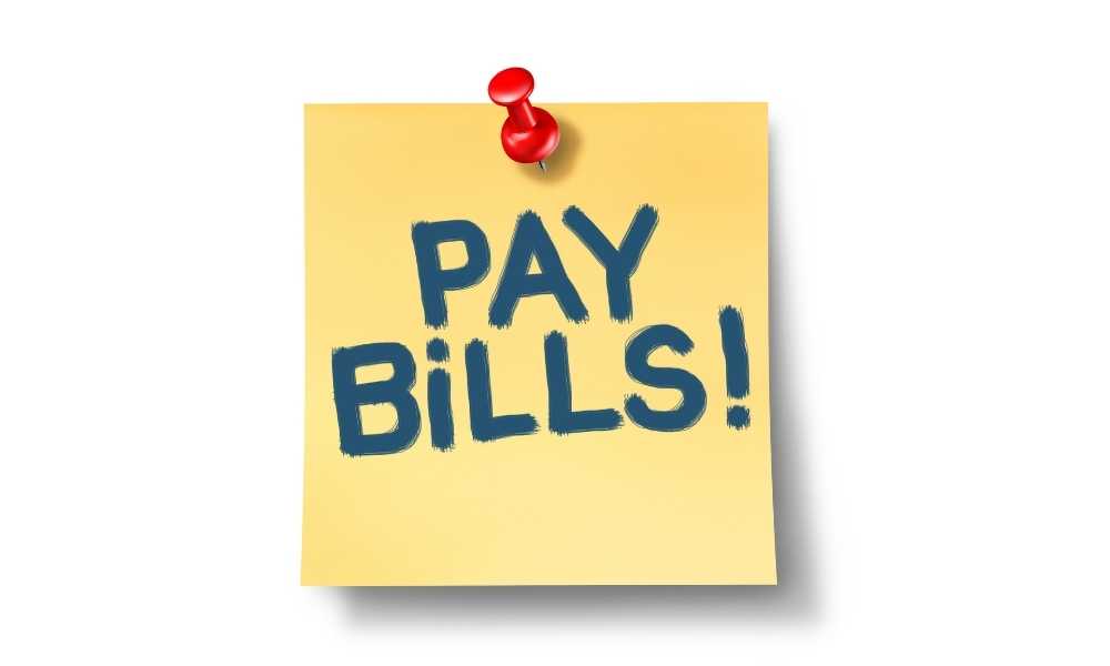 pay bills on a sticky note