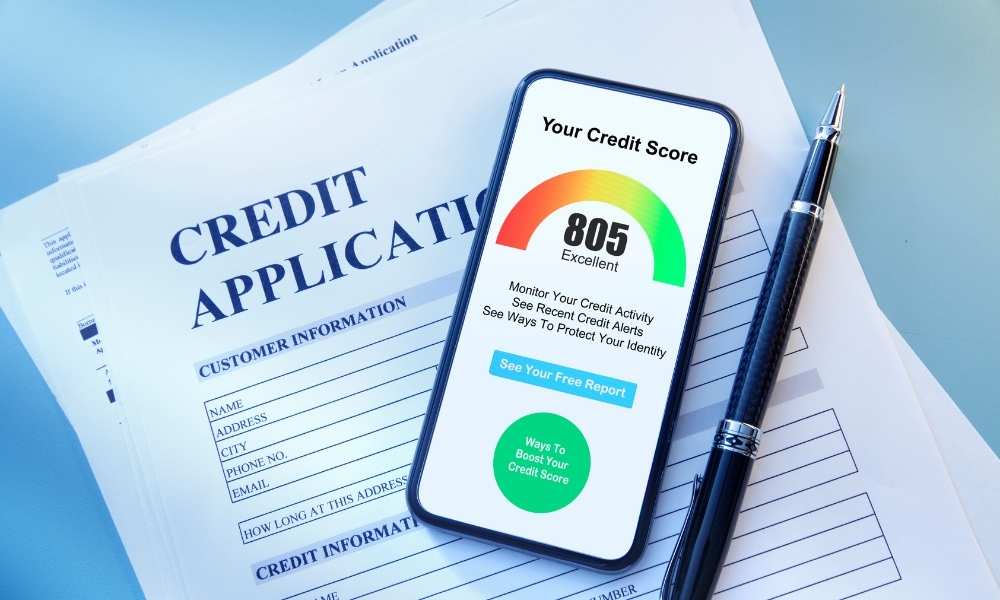 credit application form and credit score report concept